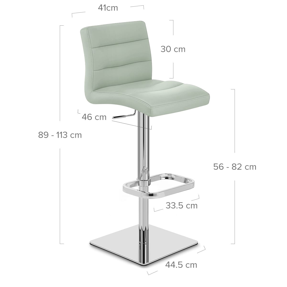 Lush Real Leather Chrome Stool Green