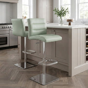 Lush Real Leather Chrome Stool Green