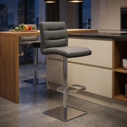 Lush Real Leather Chrome Stool Grey