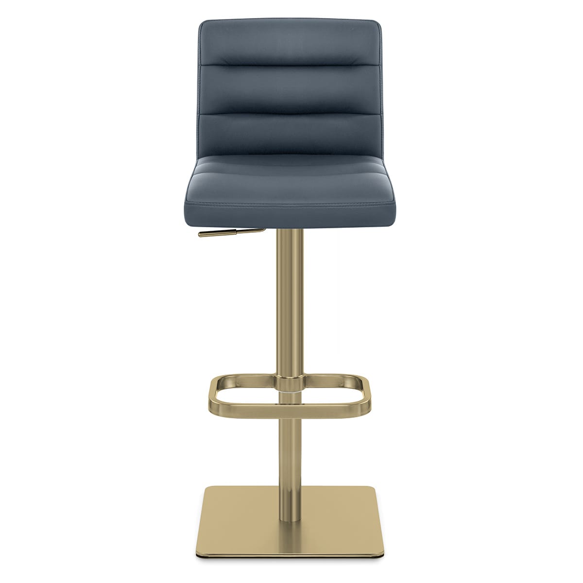 Lush Real Leather Gold Stool Blue