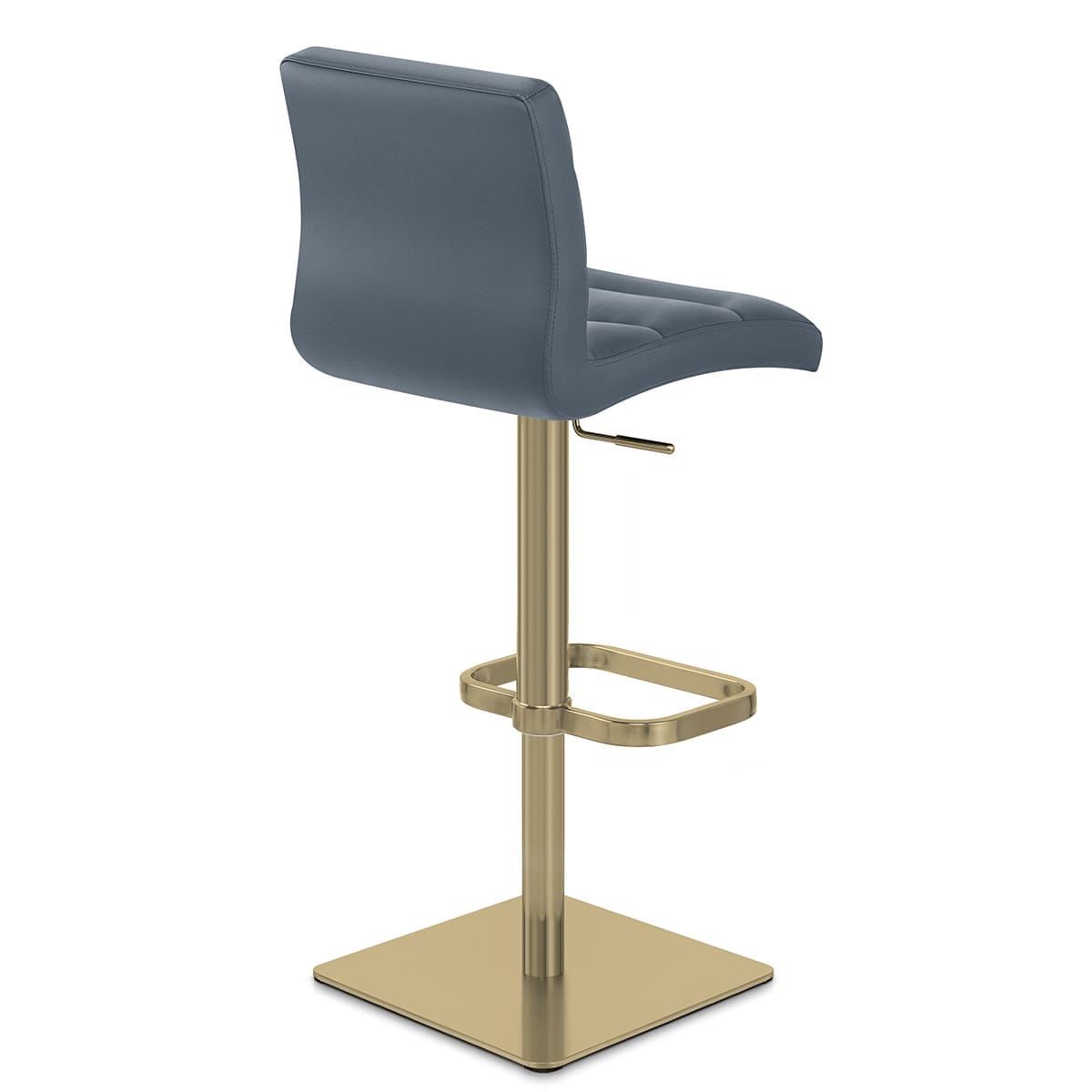 Lush Real Leather Gold Stool Blue