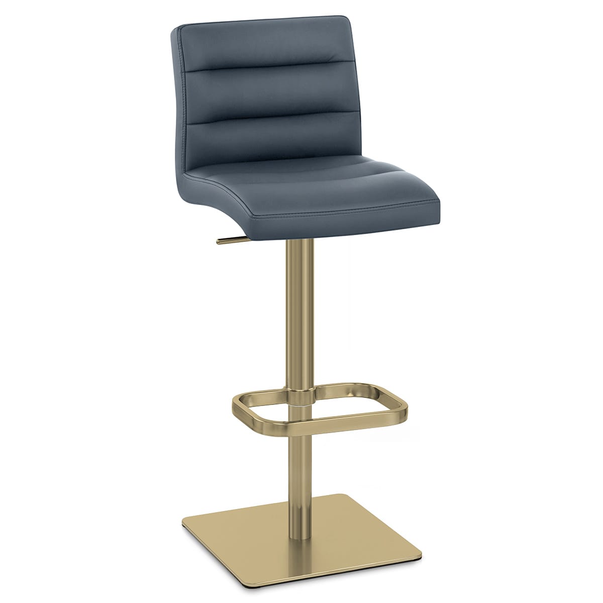 Lush Real Leather Gold Stool Blue