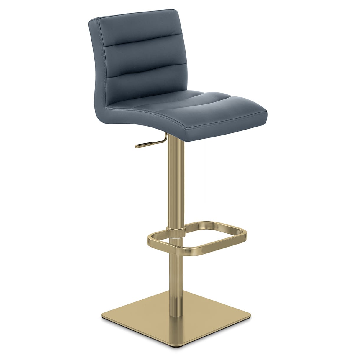 Lush Real Leather Gold Stool Blue