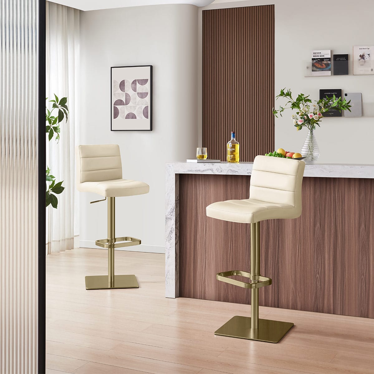 Lush Real Leather Gold Stool Cream