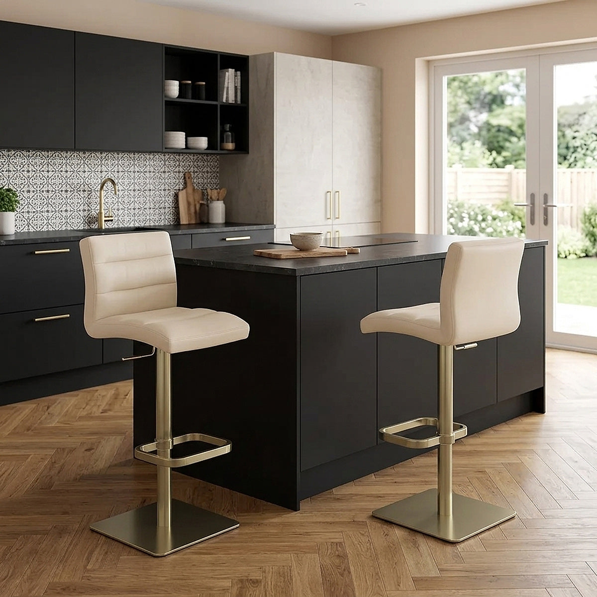 Lush Real Leather Gold Stool Cream