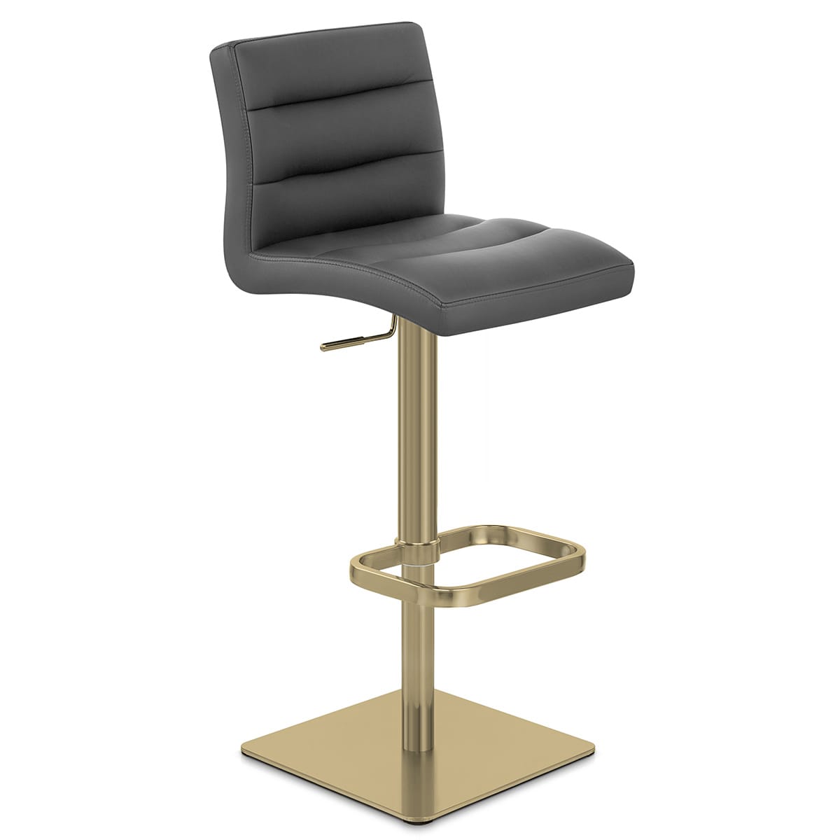 Lush Real Leather Gold Stool Dark Grey
