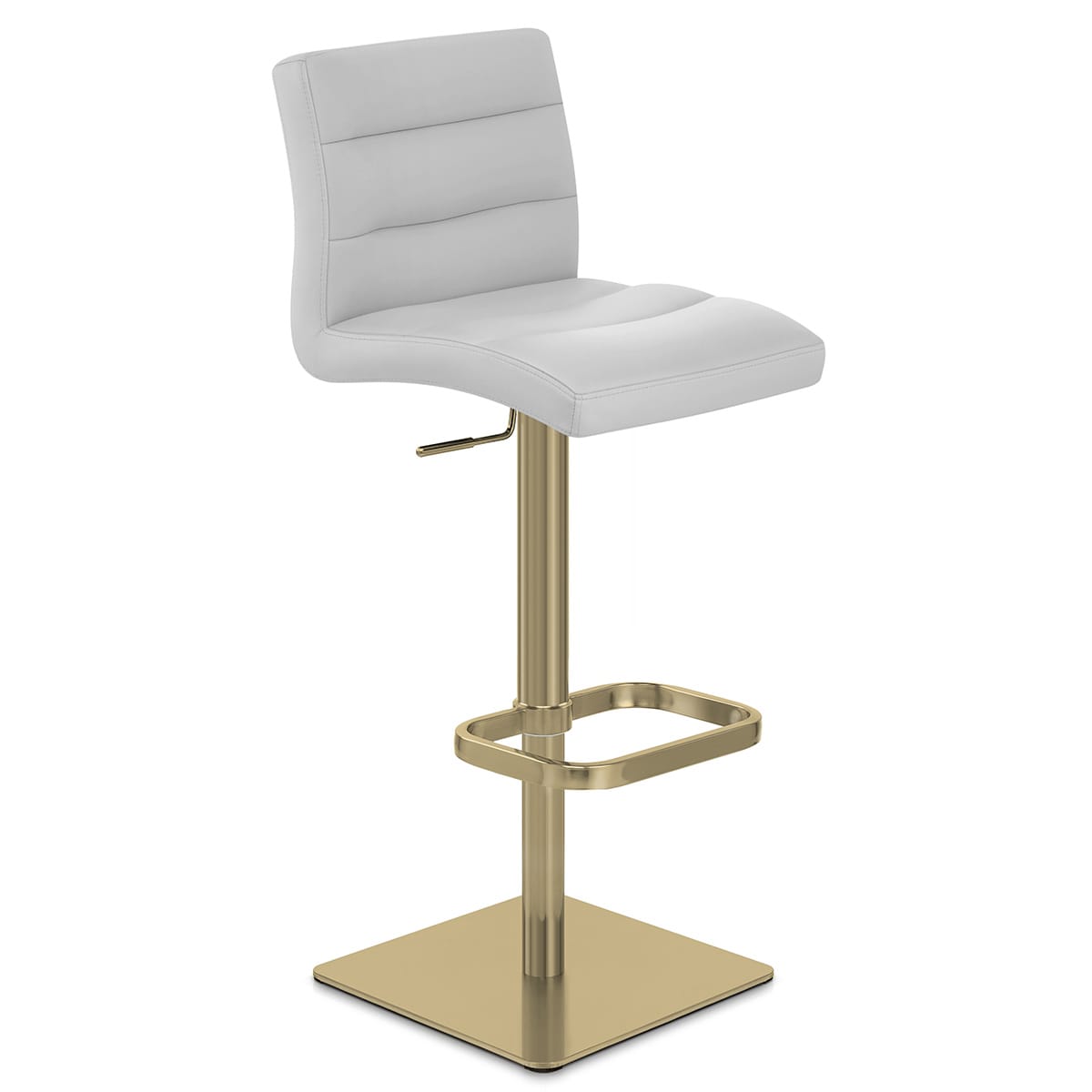 Lush Real Leather Gold Stool Light Grey