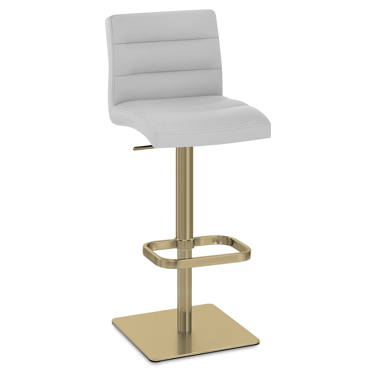 Lush Real Leather Gold Stool Light Grey