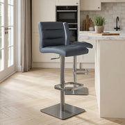 Lush Real Leather Graphite Stool Blue