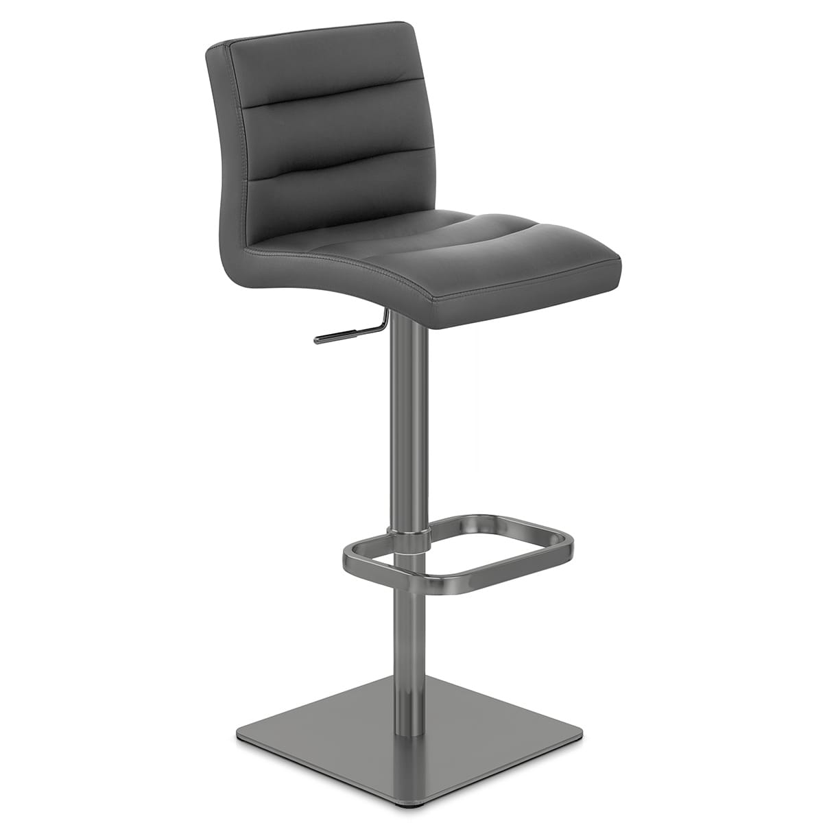 Lush Real Leather Graphite Stool Dark Grey