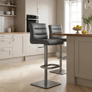 Lush Real Leather Graphite Stool Dark Grey