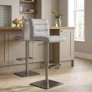 Lush Real Leather Graphite Stool Light Grey