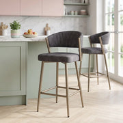Lusso Bar Stool Charcoal Velvet