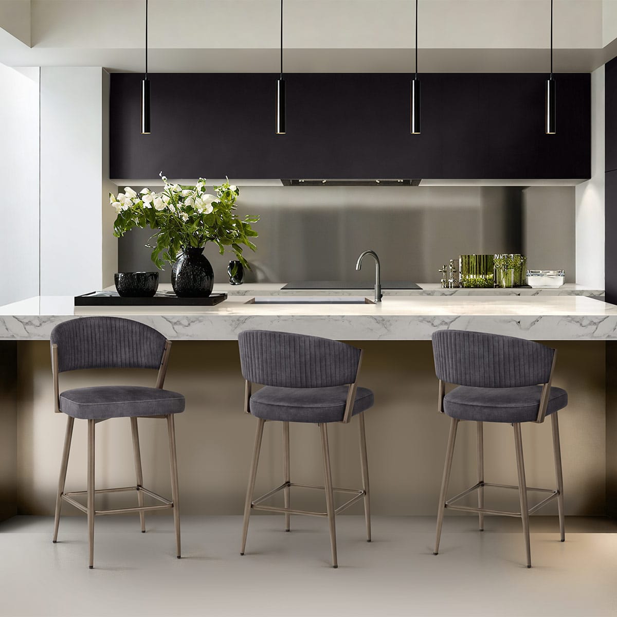 Lusso Bar Stool Black Velvet