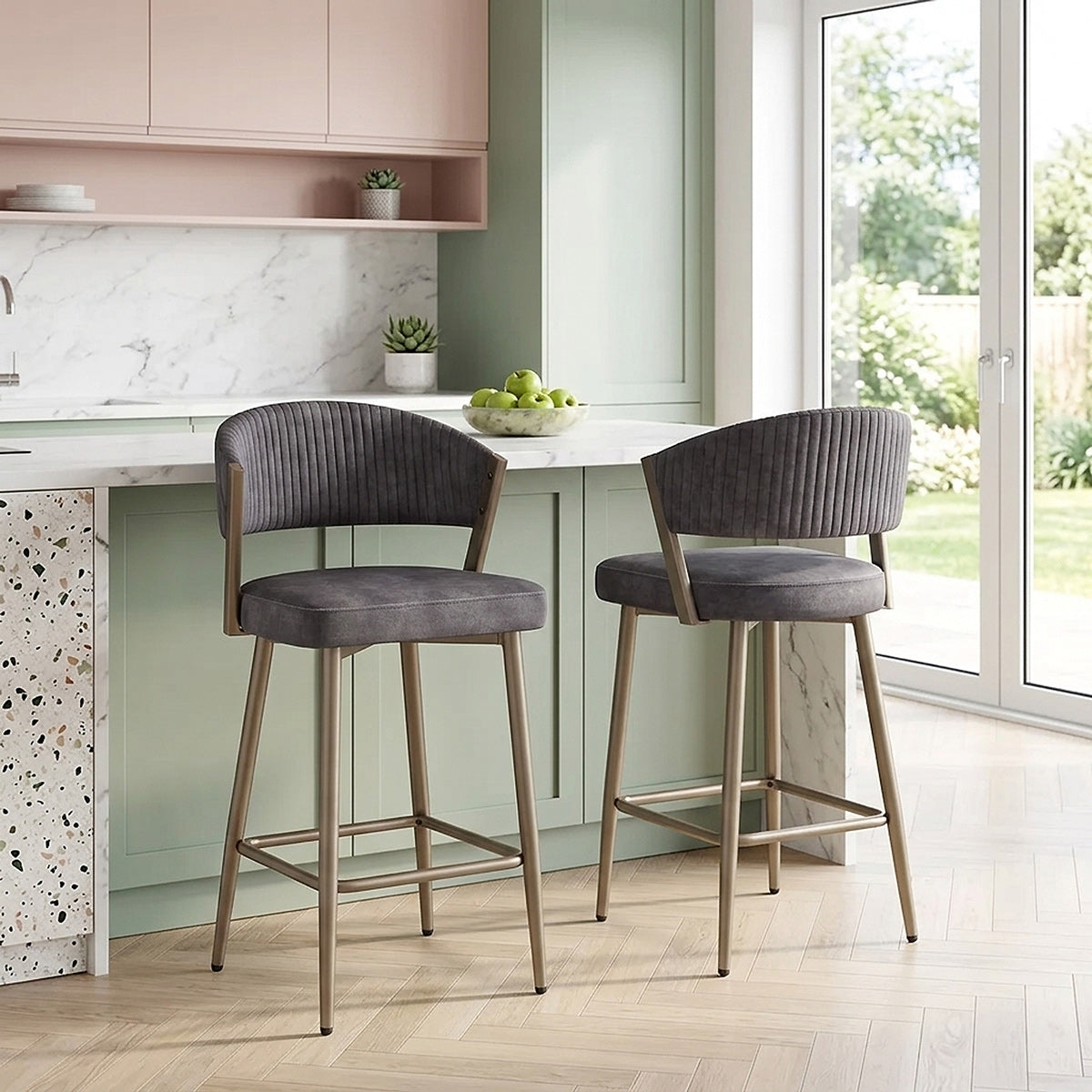 Lusso Bar Stool Charcoal Velvet