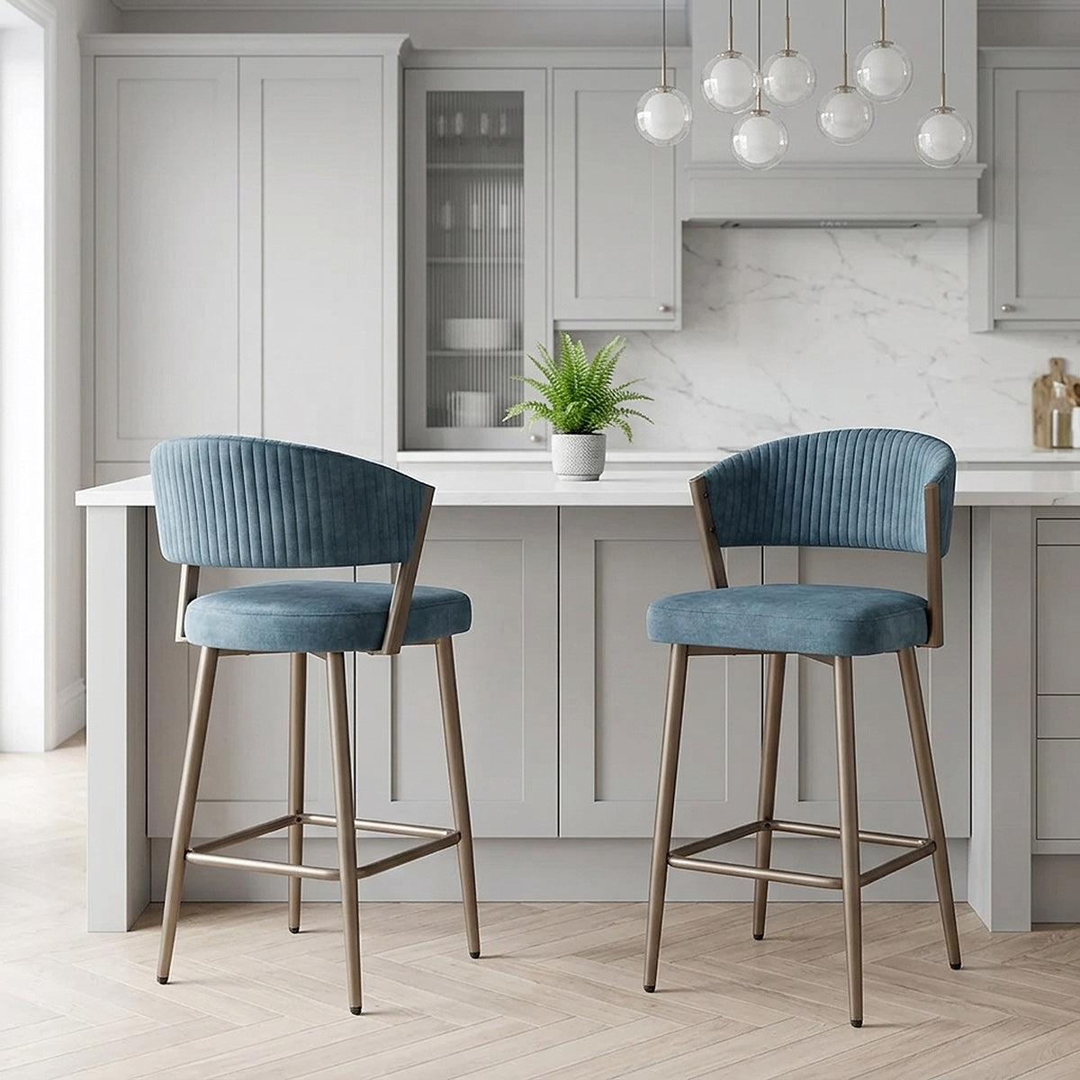 Lusso Bar Stool Blue Velvet