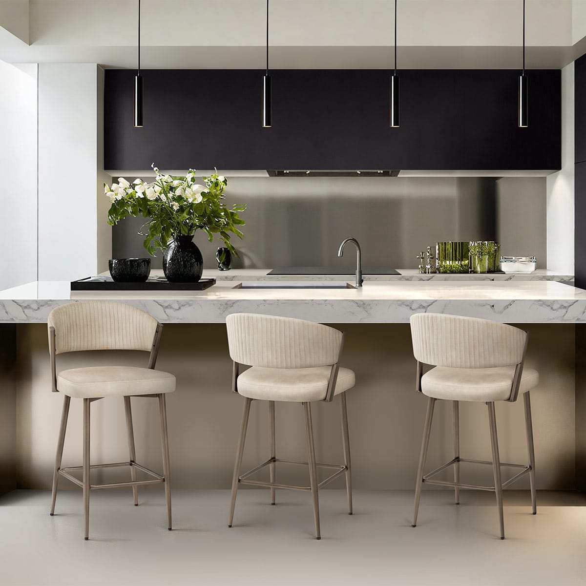 Lusso Bar Stool Cream Velvet