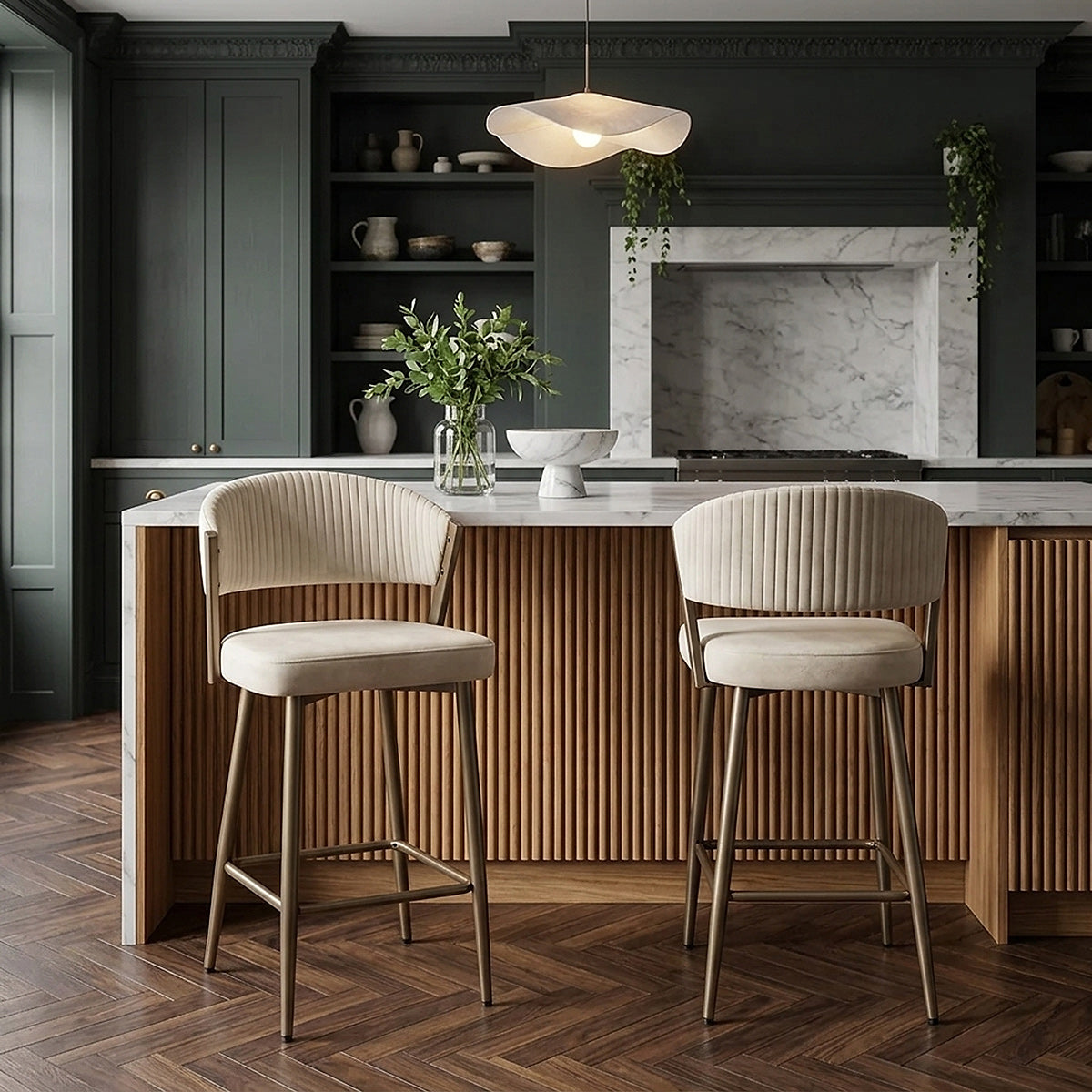 Lusso Bar Stool Cream Velvet