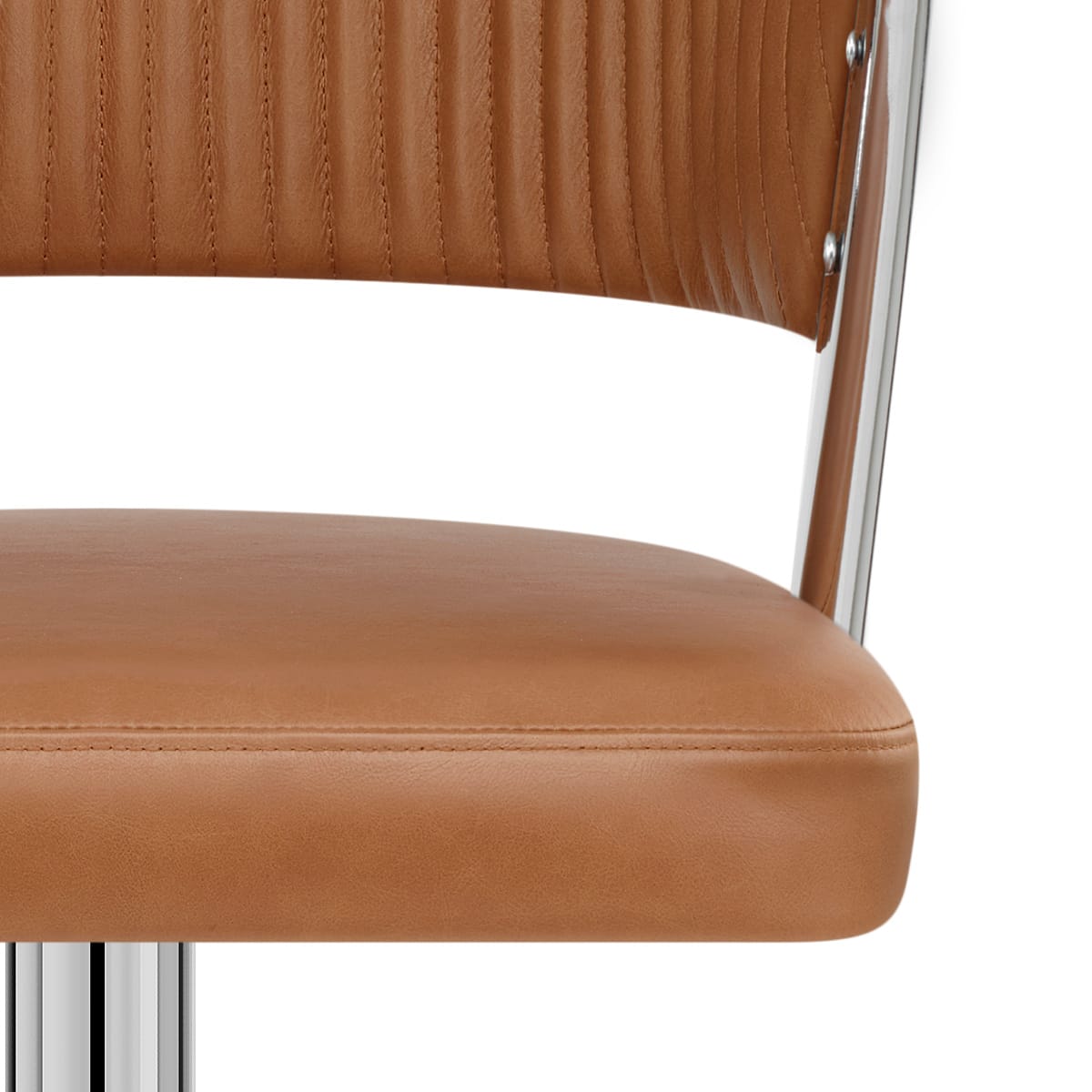 Lusso Chrome Stool Brown Real Leather