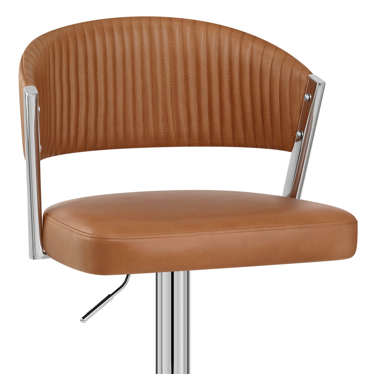 Lusso Chrome Stool Brown Real Leather