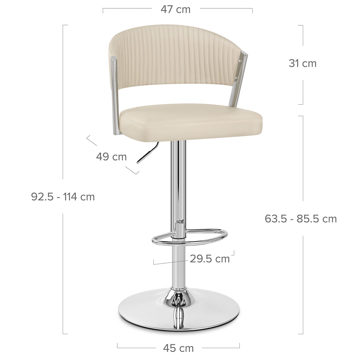 Lusso Chrome Stool Cream Real Leather