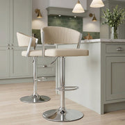 Lusso Chrome Stool Cream Real Leather