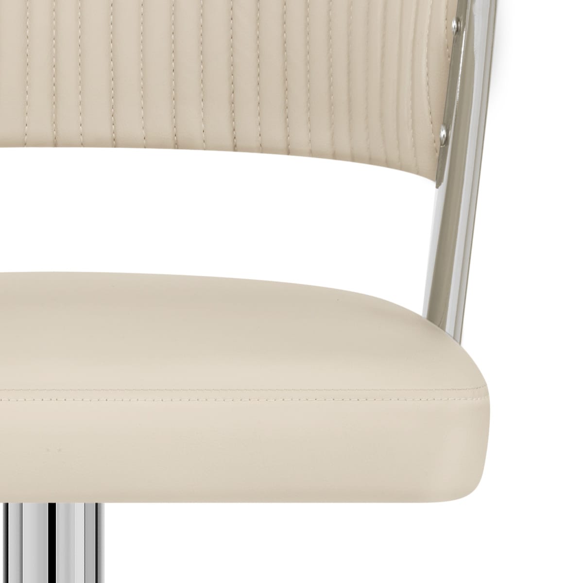 Lusso Chrome Stool Cream Real Leather