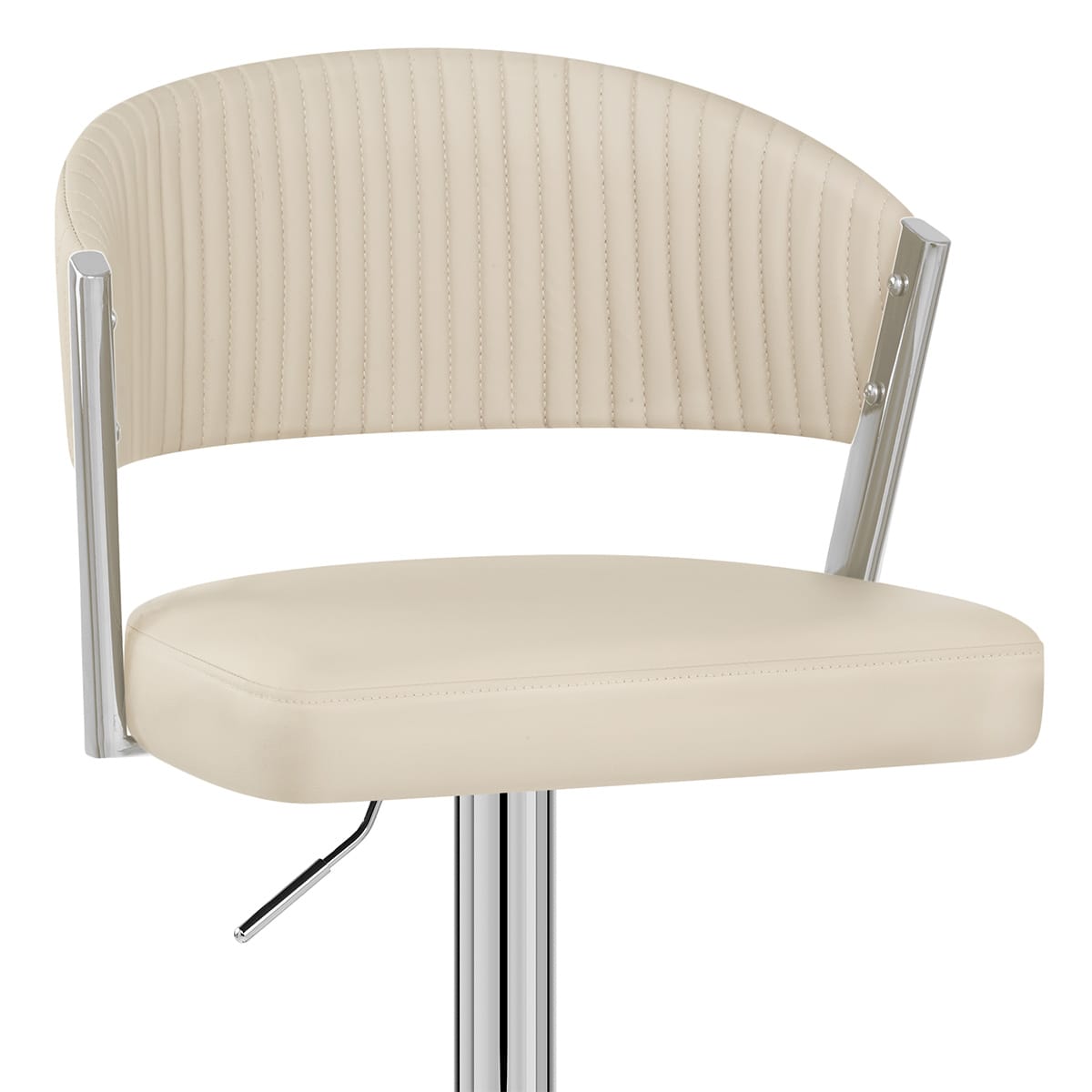 Lusso Chrome Stool Cream Real Leather