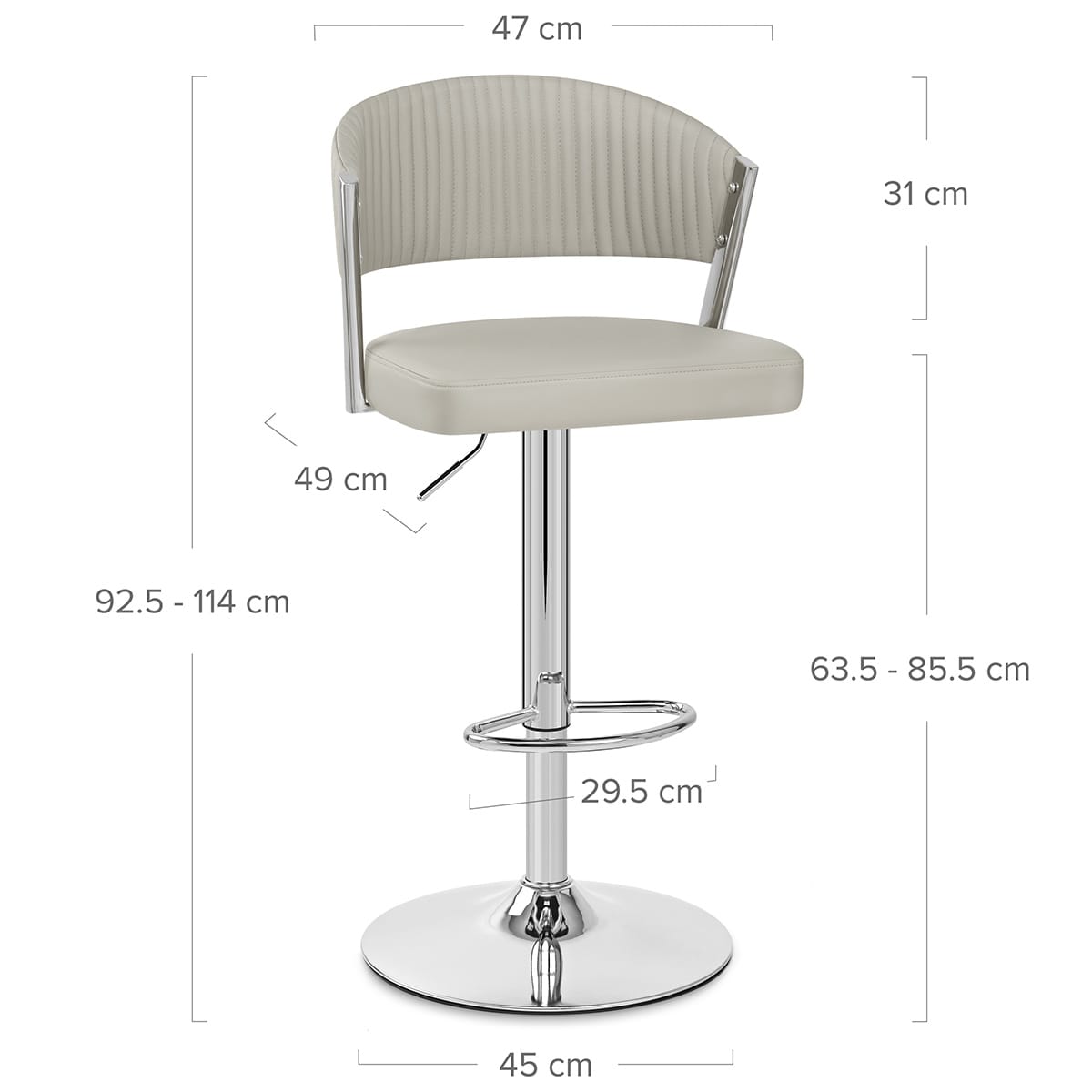 Lusso Chrome Stool Grey Real Leather