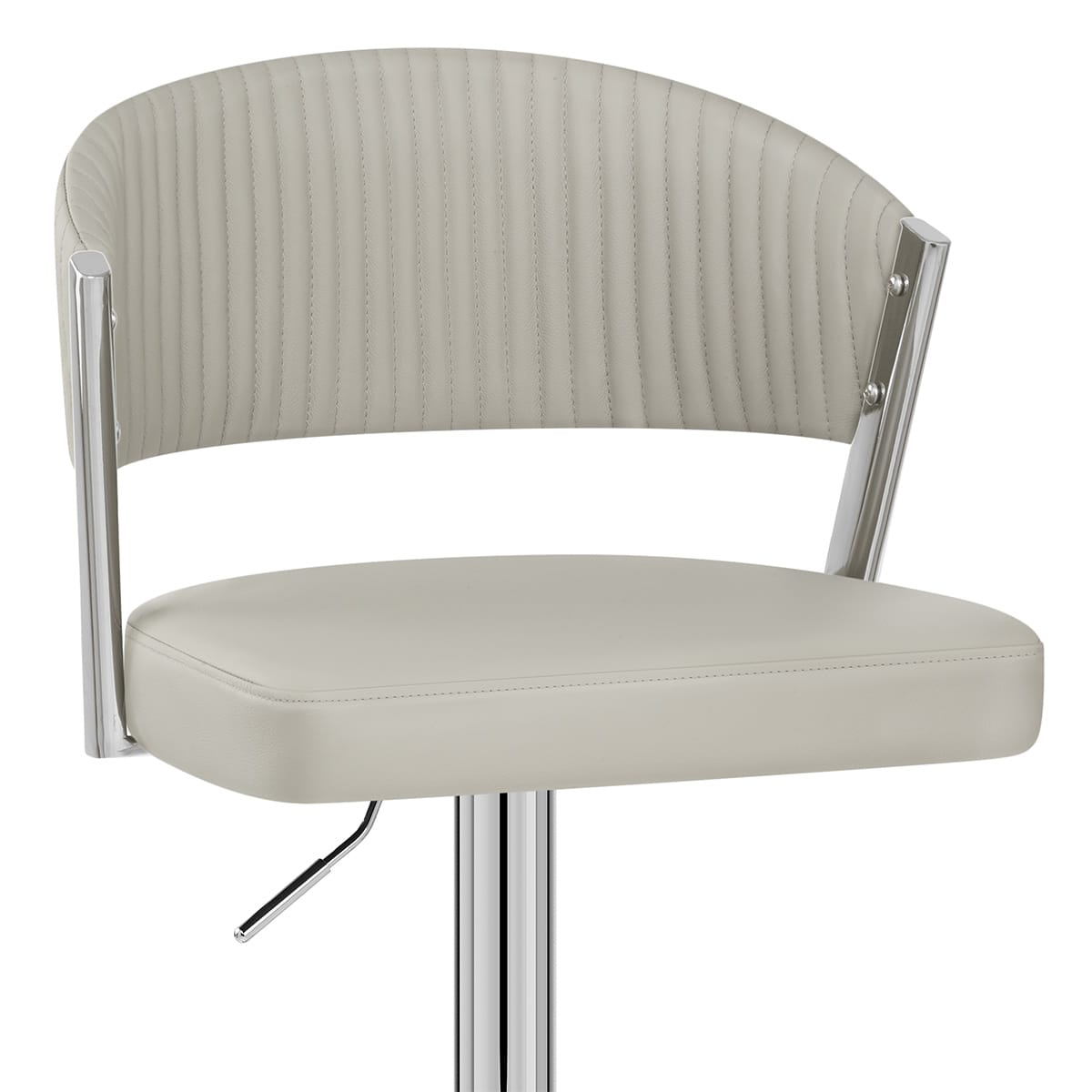 Lusso Chrome Stool Grey Real Leather