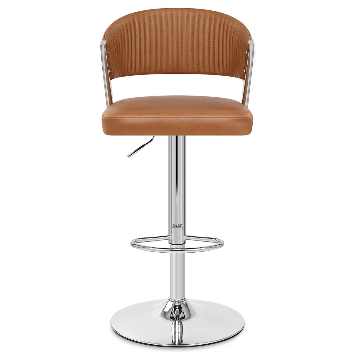 Lusso Chrome Stool Brown Real Leather