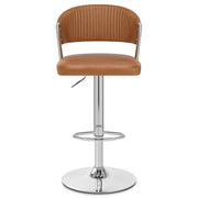 Lusso Chrome Stool Brown Real Leather