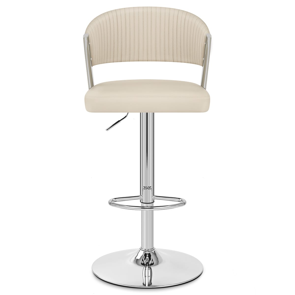 Lusso Chrome Stool Cream Real Leather