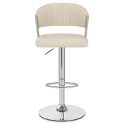 Lusso Chrome Stool Cream Real Leather