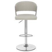 Lusso Chrome Stool Grey Real Leather
