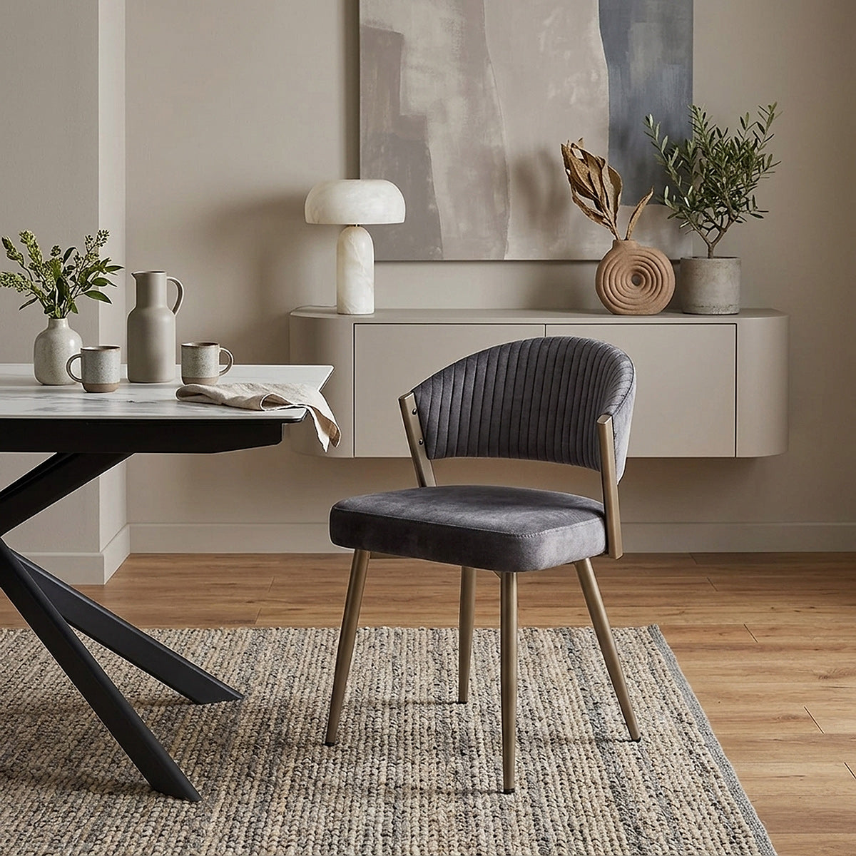 Lusso Dining Chair Charcoal Velvet