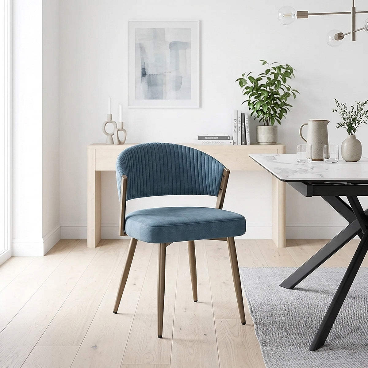 Lusso Dining Chair Blue Velvet