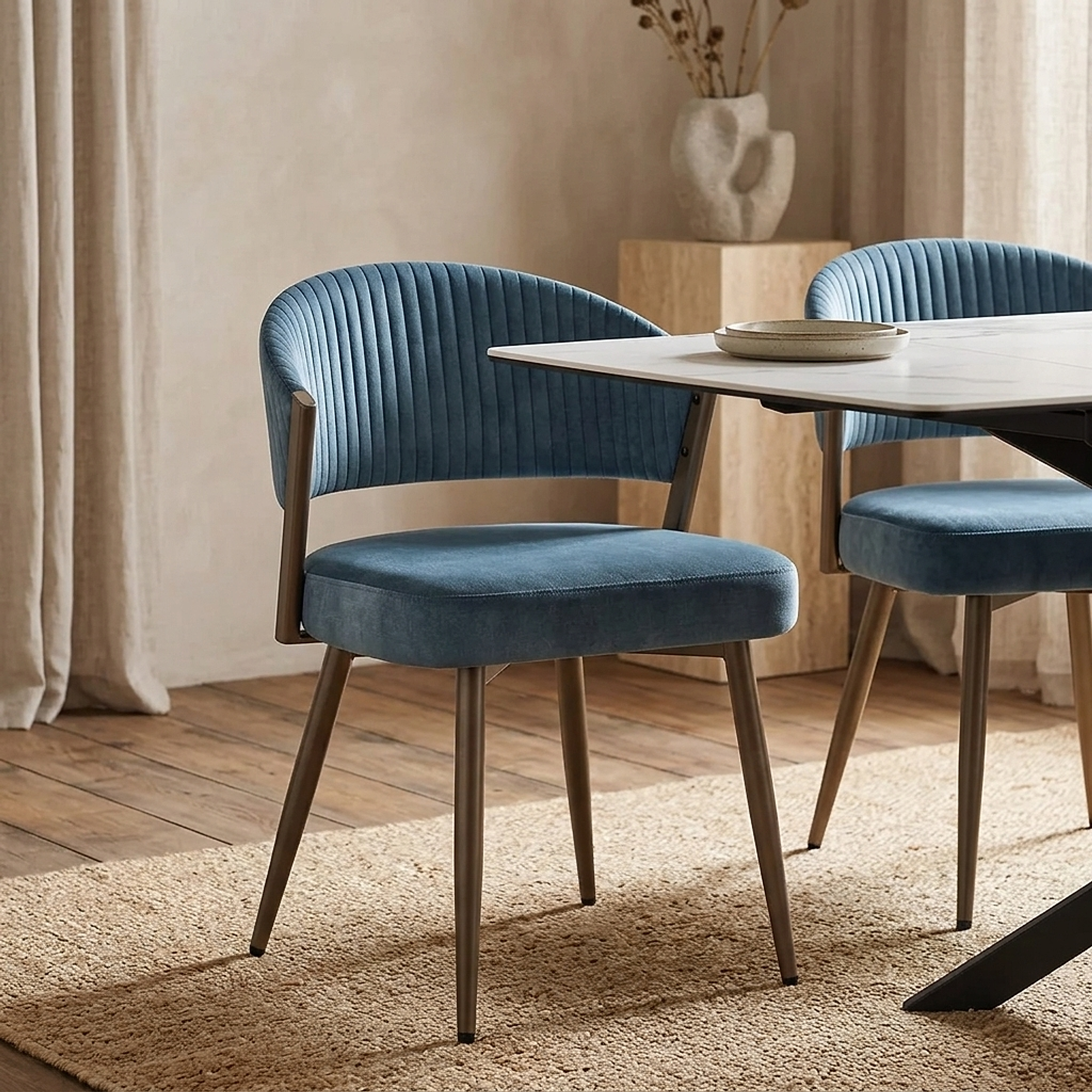 Lusso Dining Chair Blue Velvet