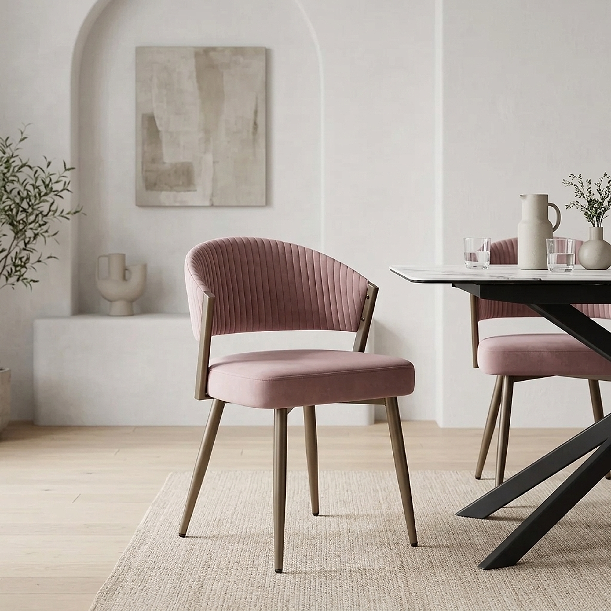 Lusso Dining Chair Pink Velvet
