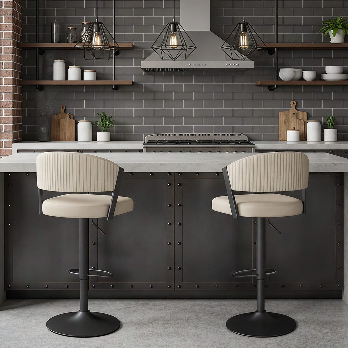 Lusso Graphite Bar Stool Cream