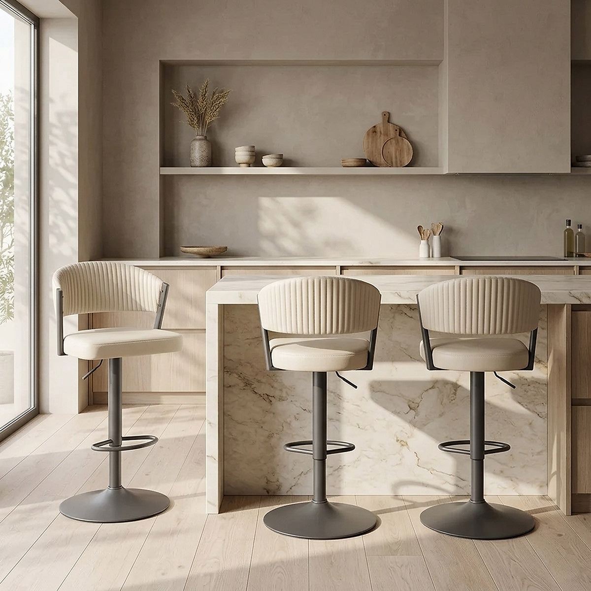 Lusso Graphite Bar Stool Cream