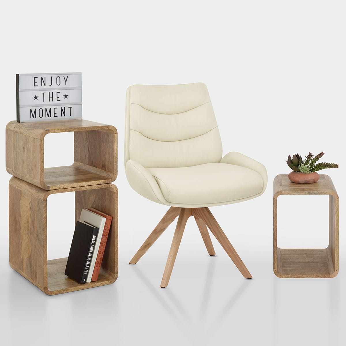 Madrid Real Leather Dining Chair Cream