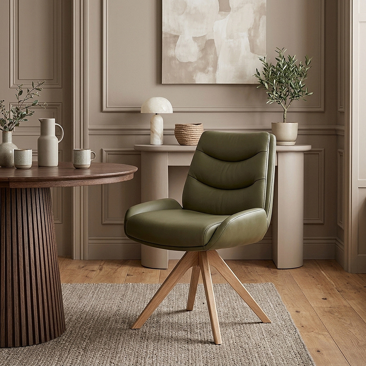 Madrid Real Leather Dining Chair Green