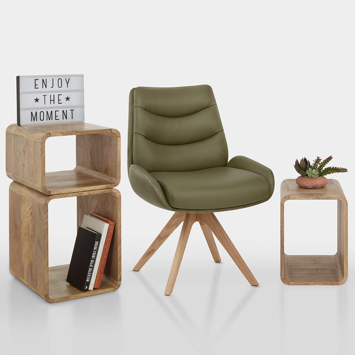 Madrid Real Leather Dining Chair Green