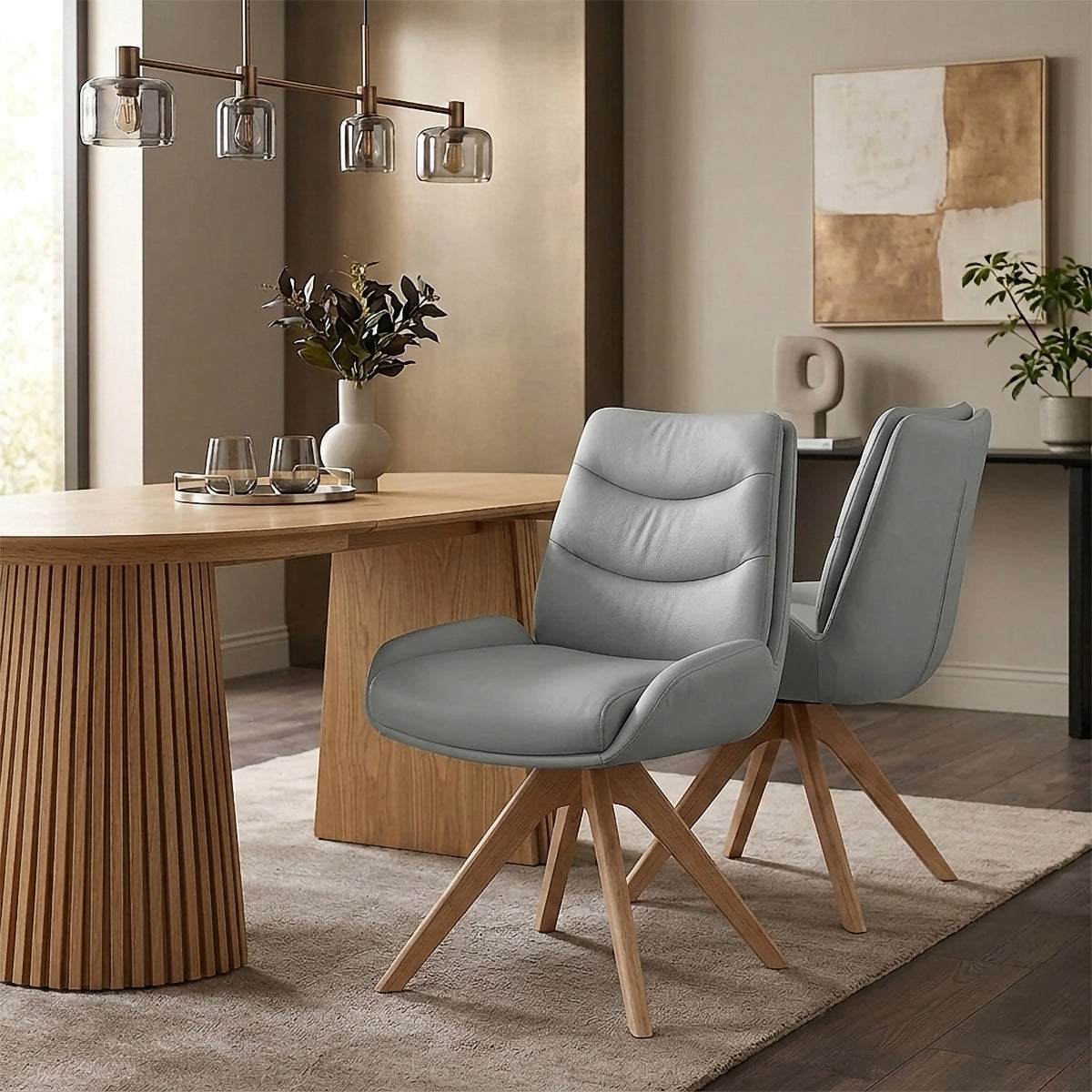 Madrid Real Leather Dining Chair Grey