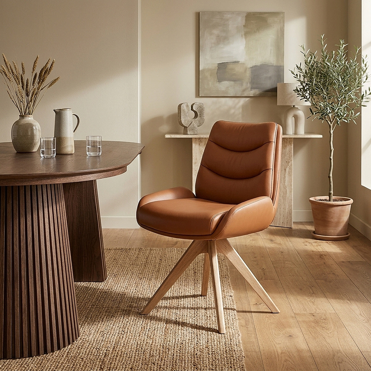 Madrid Real Leather Dining Chair Tan