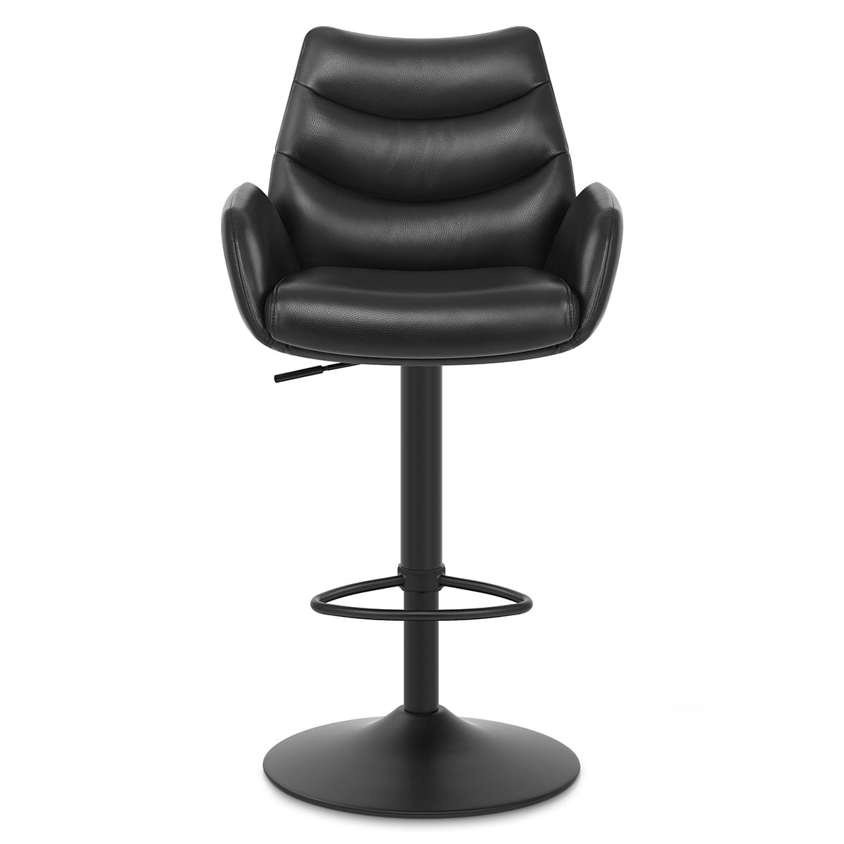 Madrid Real Leather Gas Lift Stool Black