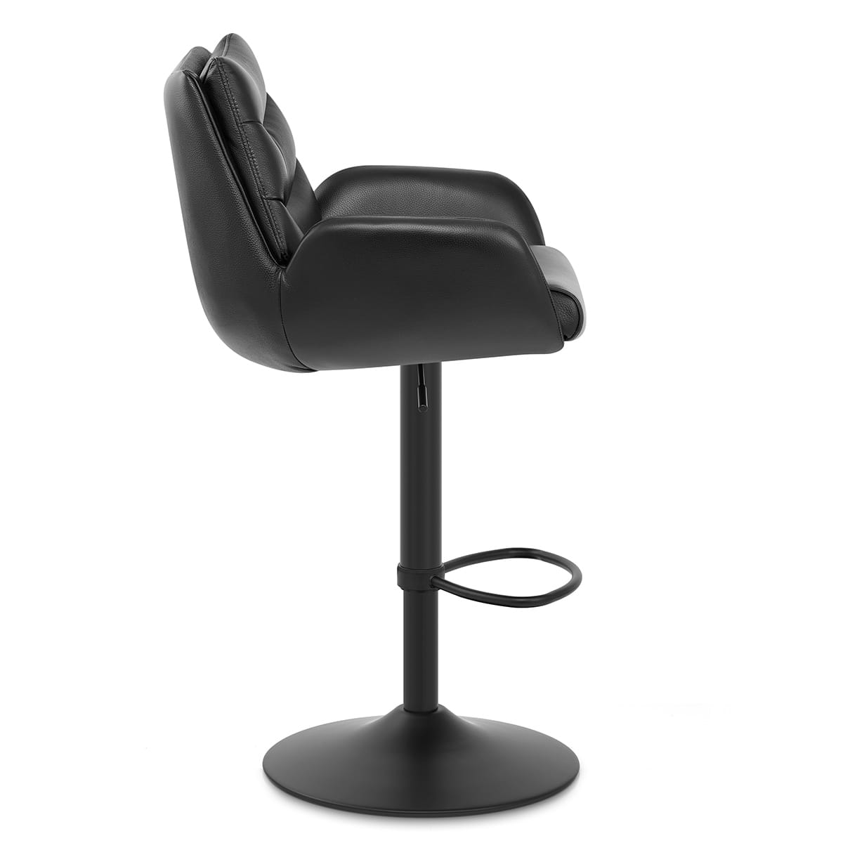 Madrid Real Leather Gas Lift Stool Black