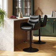 Madrid Real Leather Gas Lift Stool Black