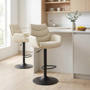 Madrid Real Leather Gas Lift Stool Cream